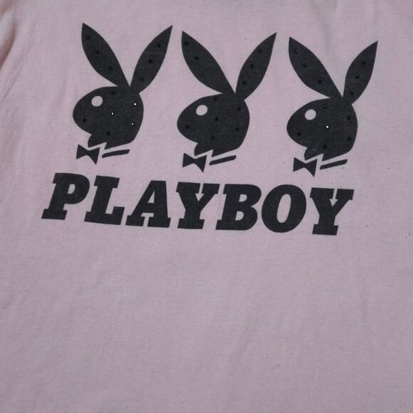 PLAYBOY Pink Short Sleeve Graphic Studded Tee - Picture 3 of 4